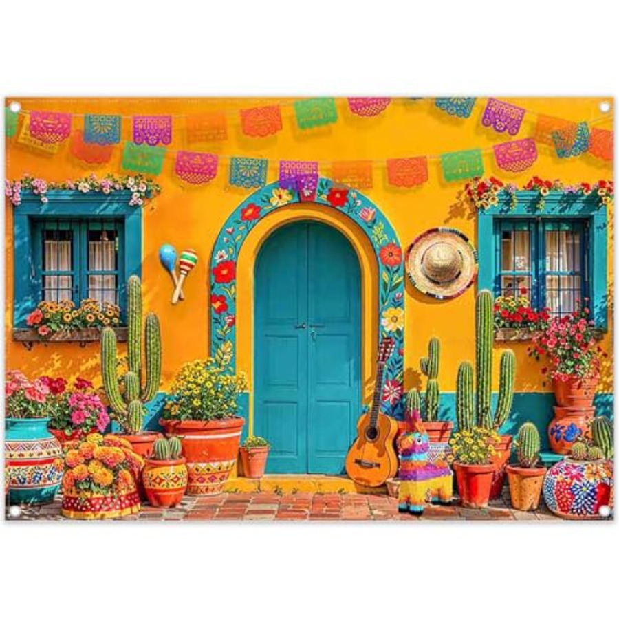Photography Yellow - Fabric 7x5ft Mexican Fiesta Photography Backdrop