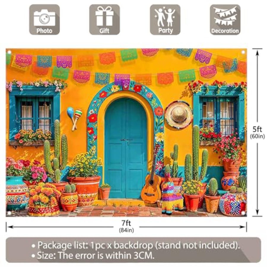 Fabric 7x5ft Mexican Fiesta Ph - Photography Yellow avis et prix
