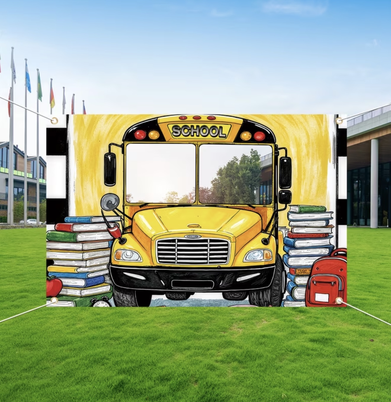 Yellow School Bus Selfie Frame - Photography Yellow avis et prix
