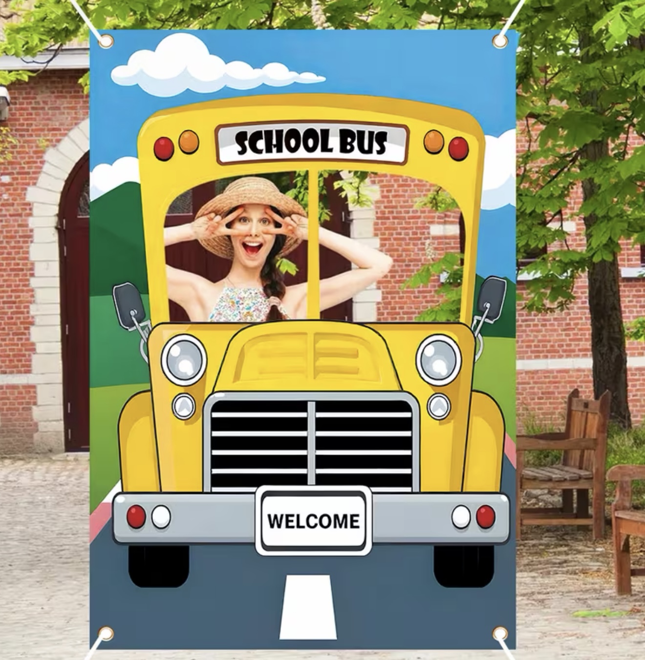 Yellow School Bus Selfie Frame - Photography Yellow avis et prix