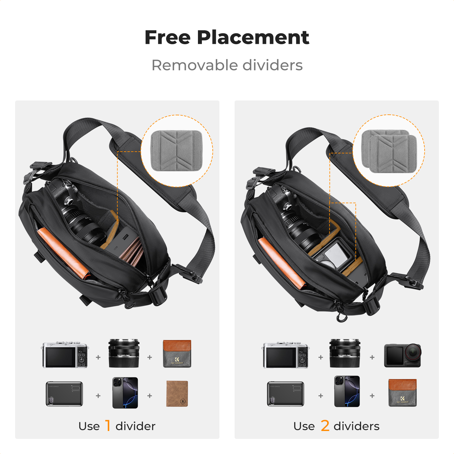 K&F CONCEPT 4L Camera Sling Ba - Lens Case Pouch avis et prix