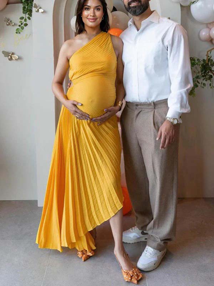 Yellow Off-Shoulder Pregnancy  - Photography Yellow avis et prix